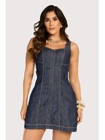 Vestido Curto Com Botoes Azul 38