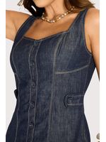 Vestido Curto Com Botoes Azul 38