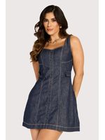 Vestido Curto Com Botoes Azul 38