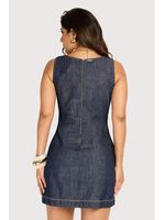 Vestido Curto Com Botoes Azul 38