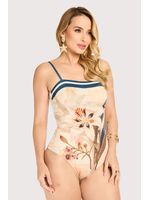 Beachwear Maio Com Recorte Bicolor Estampado P