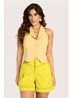 Short Com Prega Amarelo 36