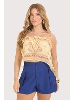 Short Curto Com Bolso E Pesponto Azul Cobalto 36