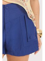 Short Curto Com Bolso E Pesponto Azul Cobalto 36