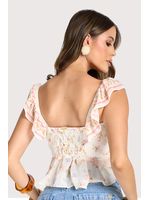 Blusa Cropped Com Babados Estampado 46