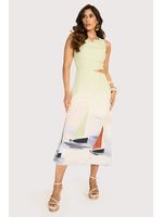 Vestido Midi Com Vazado Estampado 38