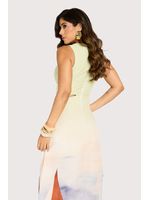 Vestido Midi Com Vazado Estampado 38