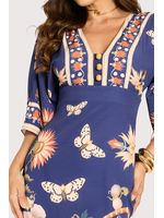 Vestido Borboleta Com Esferas De Made Estampado / Marinho 38