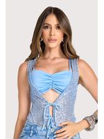 Blusa Body Com Top Azul Claro 38