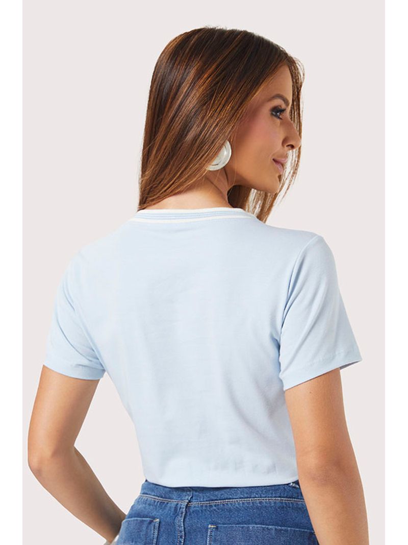 Blusa Com Silk Laco Azul P