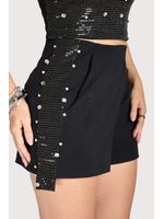 Conjunto Regata Curta E Short C Aplicacoes Strass Preto P