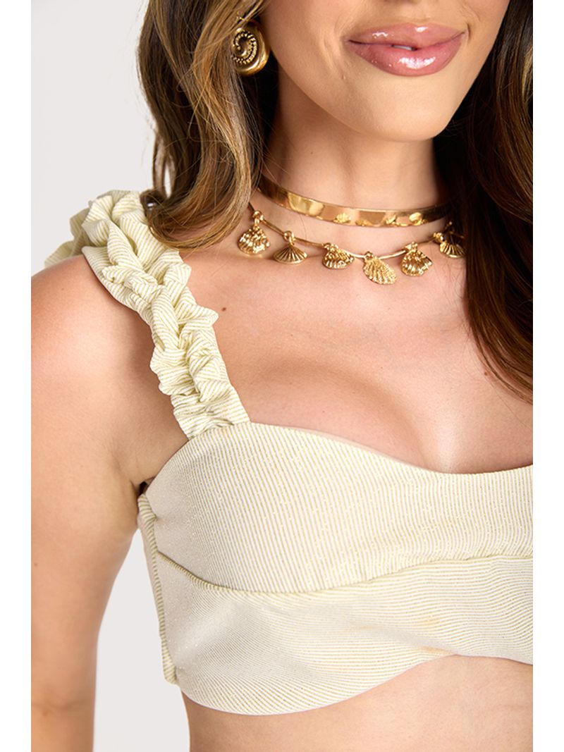 Conjunto Top E Saia Balone Dourado P