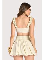 Conjunto Top E Saia Balone Dourado P