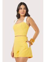 Conjunto Com Recorte E Bloco De Cor Amarelo 38