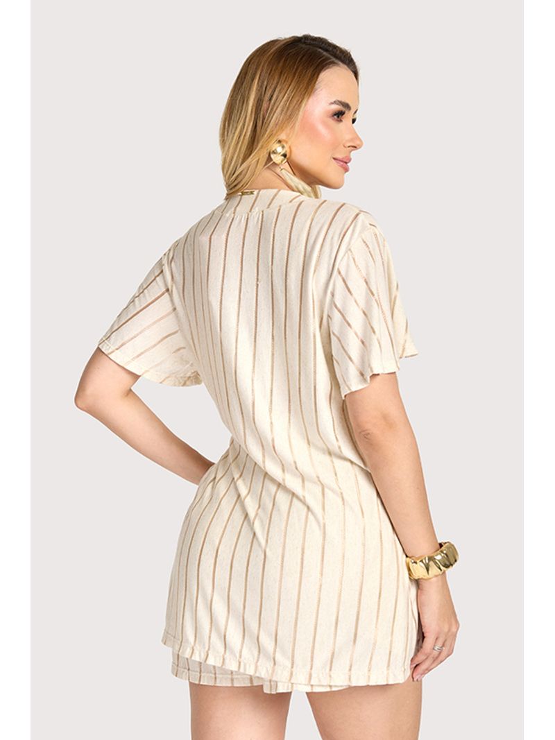 Conjunto Kimono Com Top E Short Bege P