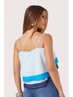 Blusa Em Camadas Com Alcas Finas Estampado /  Azul 38