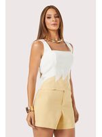 Conjunto De Blusa Bloco De Cores E Short Bege/off 38