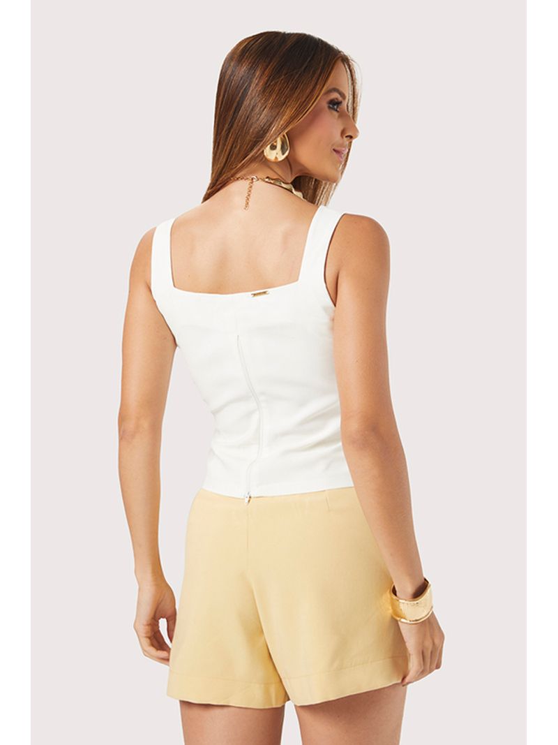 Conjunto De Blusa Bloco De Cores E Short Bege/off 38