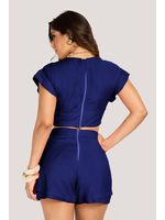 Conjunto Blusa Com Laco E Short Marinho 36