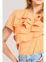 Blusa Com Camadas Assimetricas Laranja Fluor 36