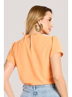Blusa Com Camadas Assimetricas Laranja Fluor 36