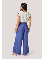 Calca Pantalona Com Fivela Azul Carbono 36