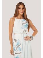 Vestido Midi Com Vazado Estampado /  Azul 38