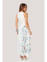 Vestido Midi Com Vazado Estampado /  Azul 38