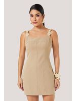 Vestido Com Aviamento Na Alca Bege 38