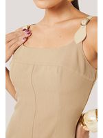 Vestido Com Aviamento Na Alca Bege 38