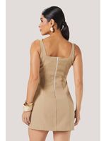 Vestido Com Aviamento Na Alca Bege 38