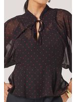 Blusa Bata Com Manga Volumosa Estampado / Vinho 38