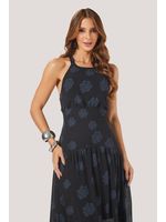 Vestido Com Pala Larga Preto/azul 36