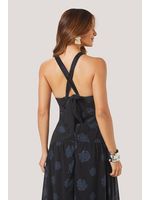 Vestido Com Pala Larga Preto/azul 36